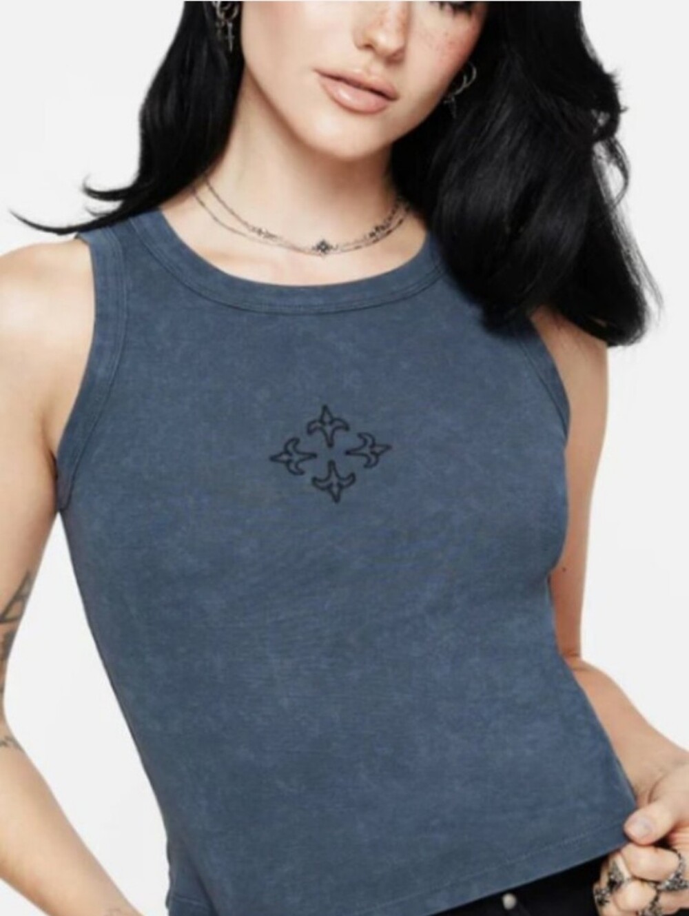 Disturbia Cross Embroidery Tank